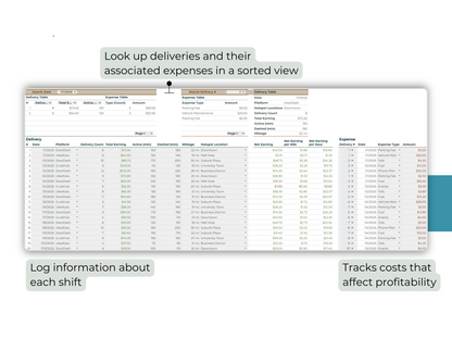 Delivery App Spreadsheet